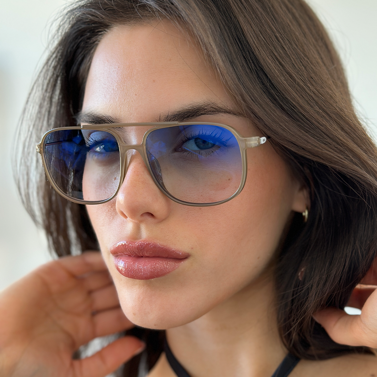 Caravan - Milky Brown - Gradient Blue Lens - View 2 - INFINIT Eyewear