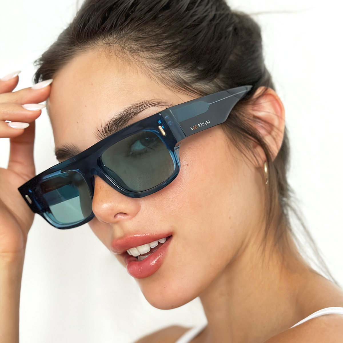 Glasgow Eco Briller - Translucent Blue - Turquoise Lens