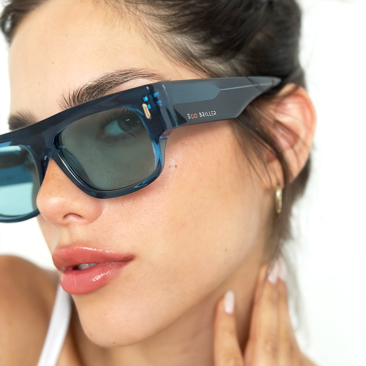 Glasgow Eco Briller - Translucent Blue - Turquoise Lens