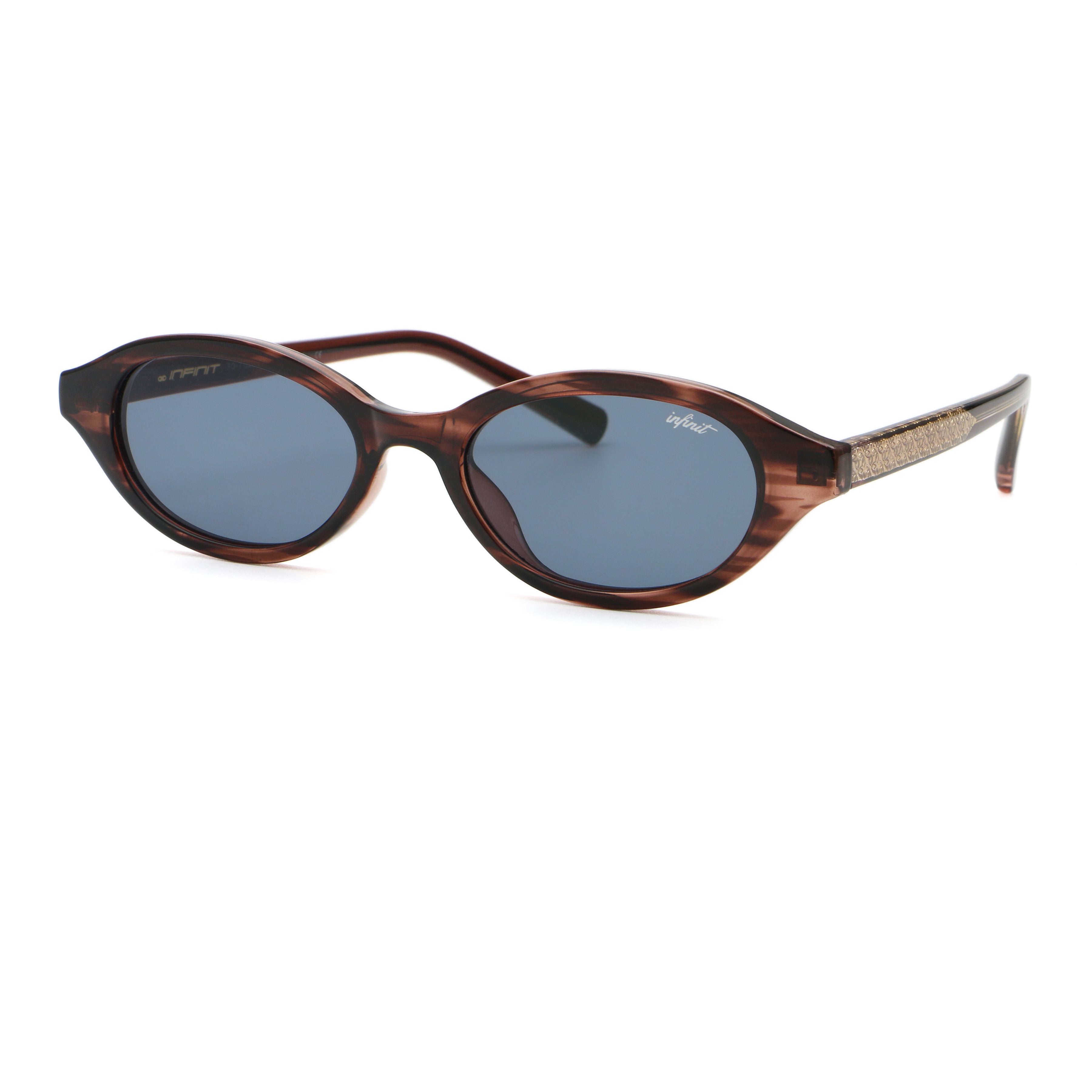 Brigitte - Havana Wood - Blue Lens