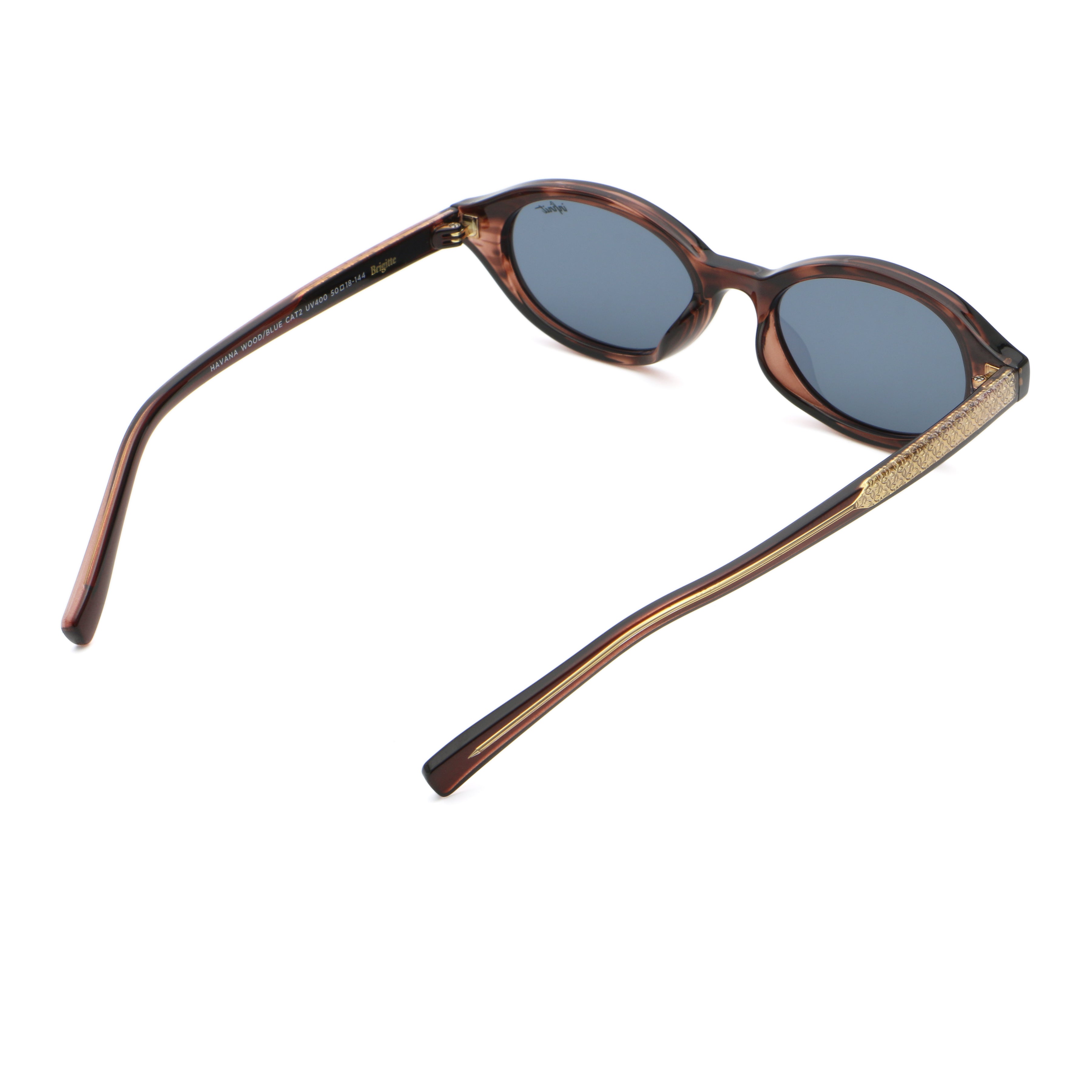 Brigitte - Havana Wood - Blue Lens