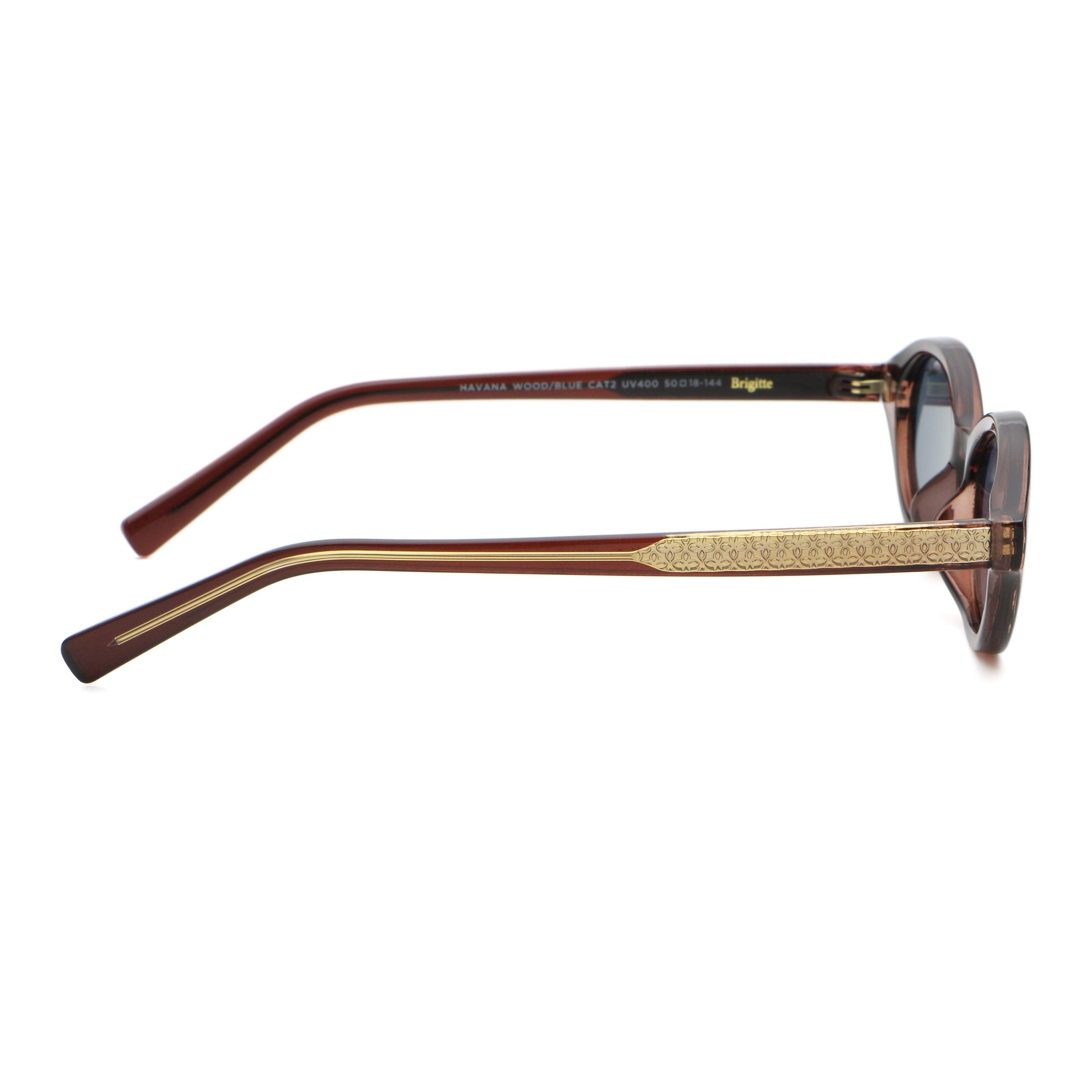 Brigitte - Havana Wood - Blue Lens