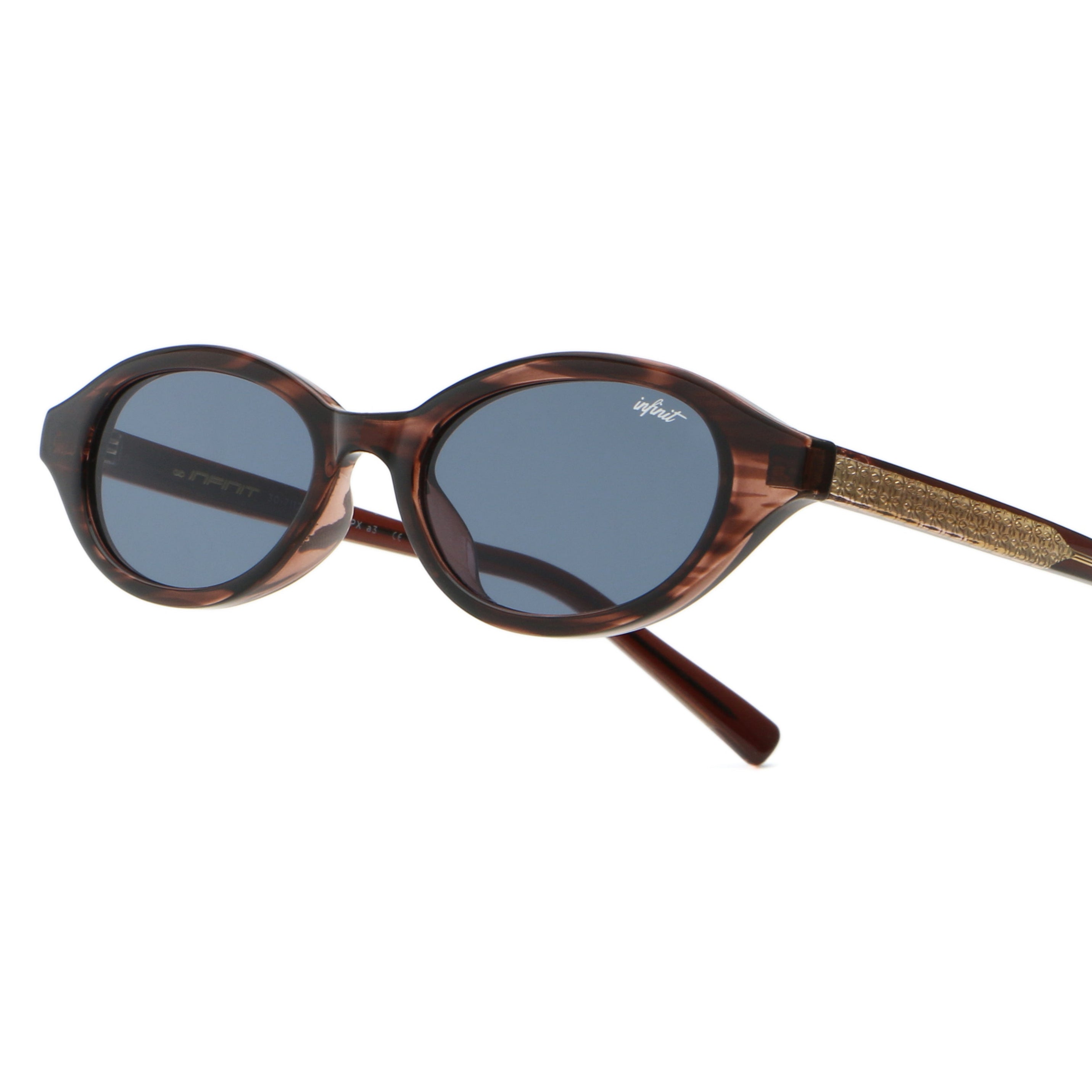 Brigitte - Havana Wood - Blue Lens