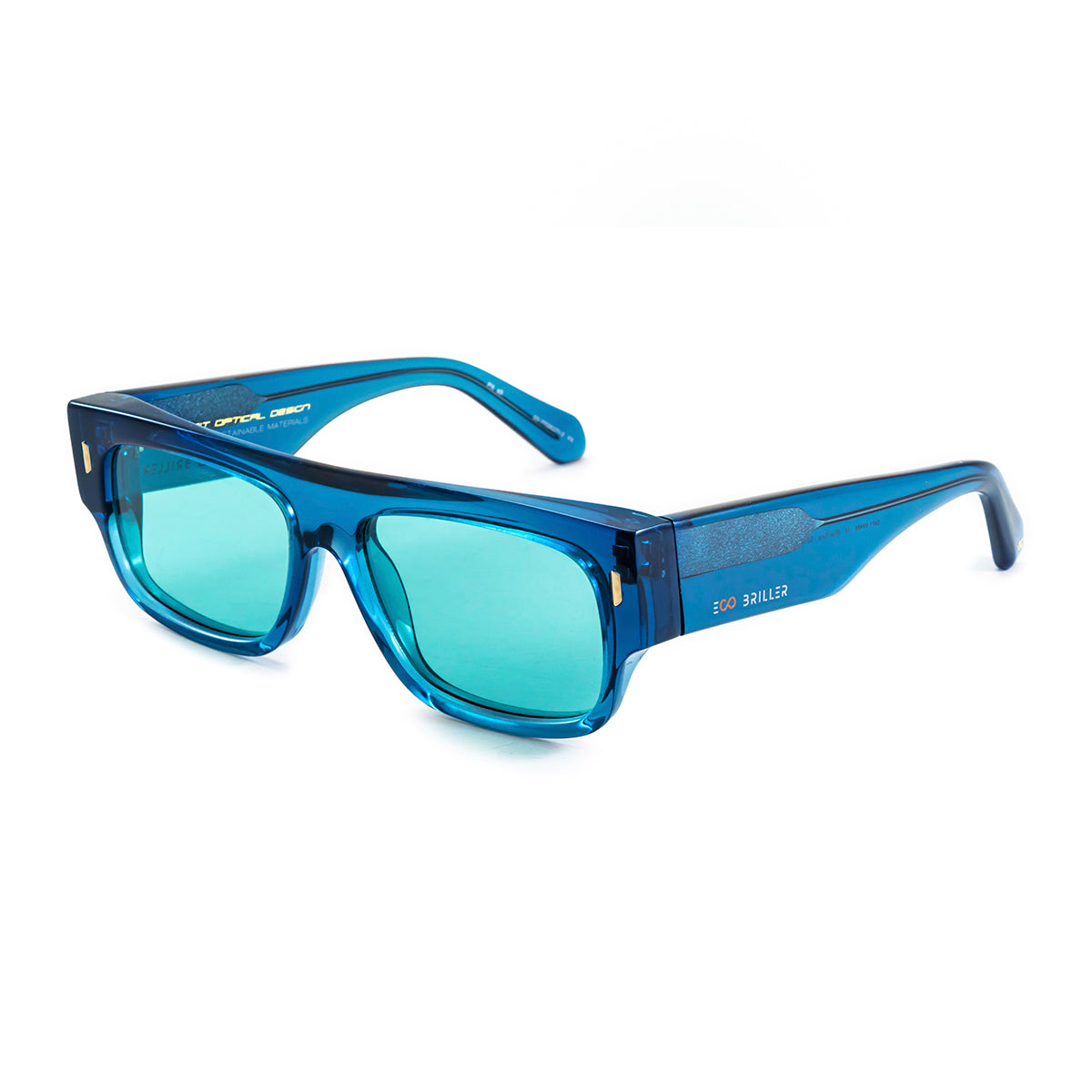 Glasgow Eco Briller - Translucent Blue - Turquoise Lens