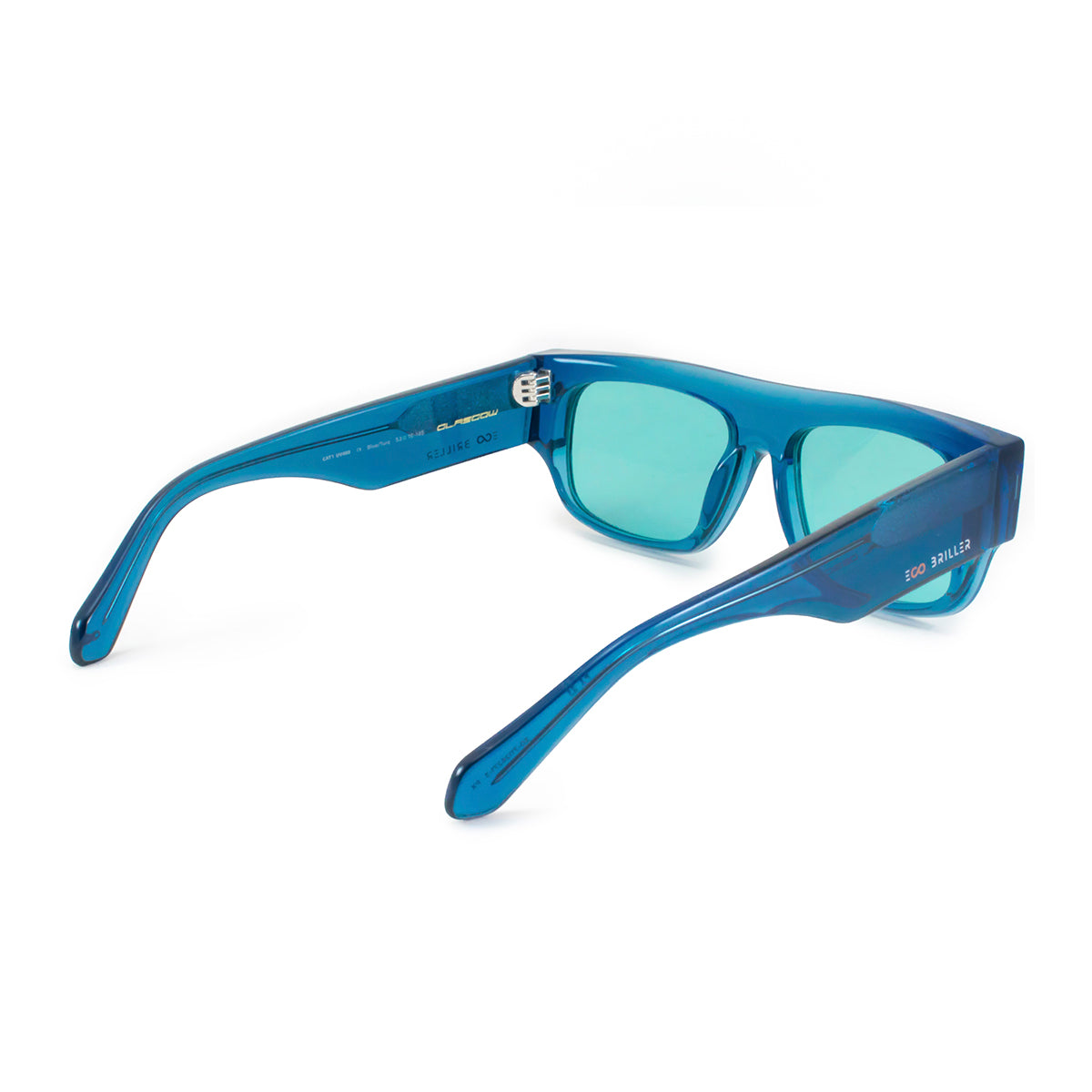 Glasgow Eco Briller - Translucent Blue - Turquoise Lens