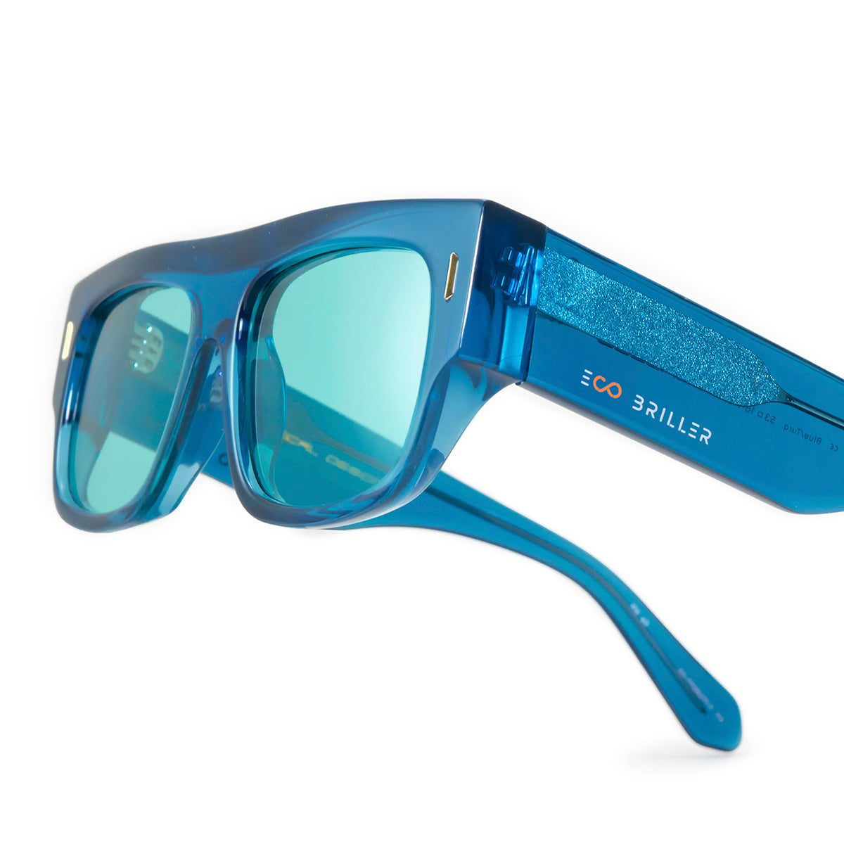 Glasgow Eco Briller - Translucent Blue - Turquoise Lens