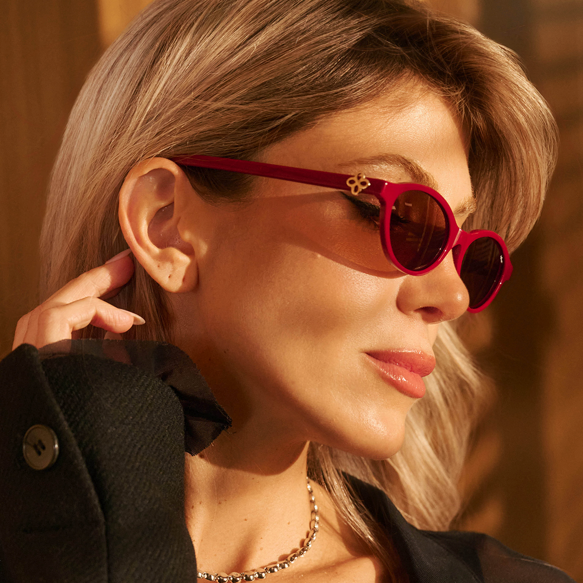 Naomi - Burgundy - Brown Lens