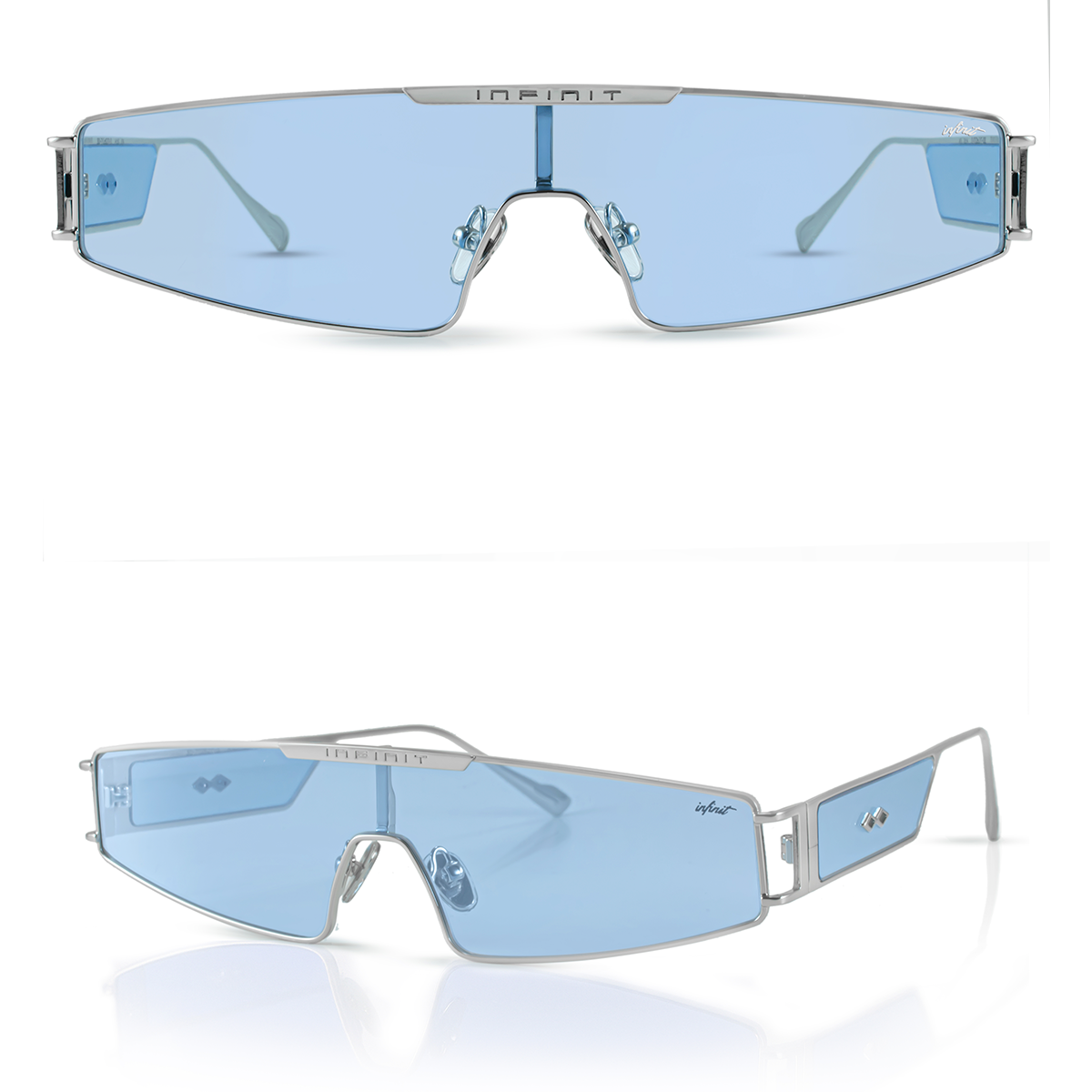 Panoramic - Silver - Retro Blue Lens