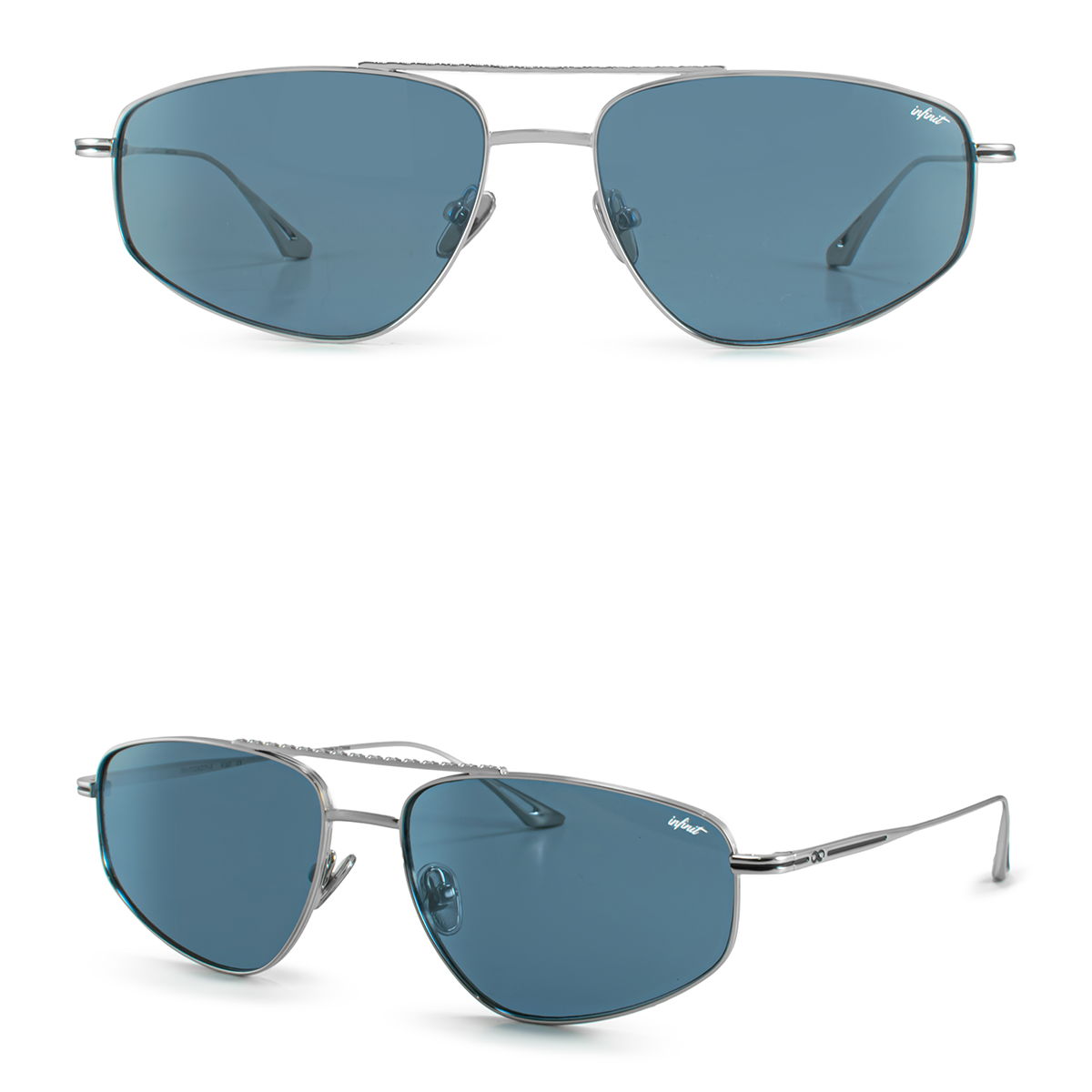 Pierre Sunglasses Silver Blue Lens | INFINIT Eyewear