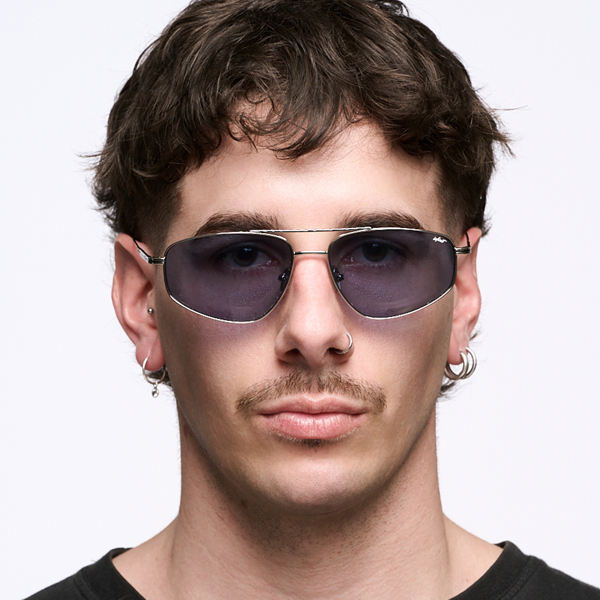 Pierre - Silver - Blue Lens