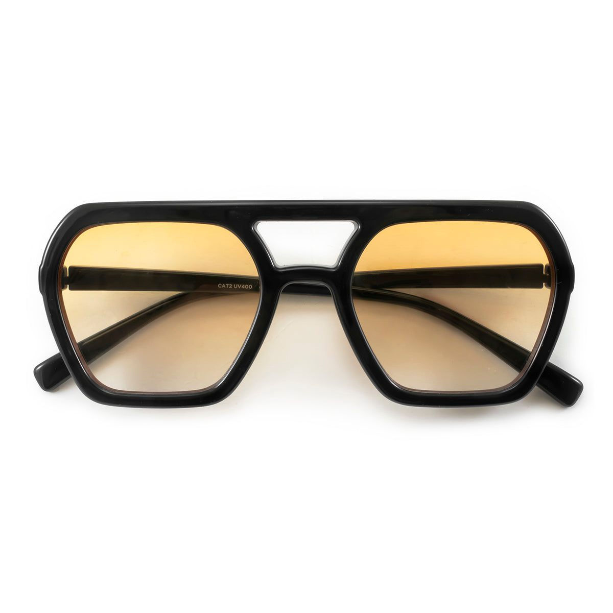 Lyon - Black Shiny - Orange Gradient Lens