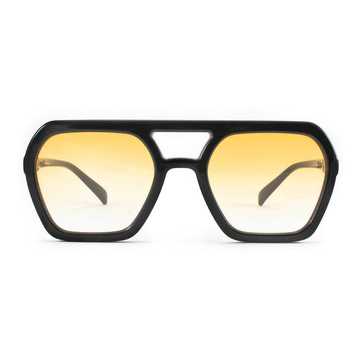 Lyon - Black Shiny - Orange Gradient Lens