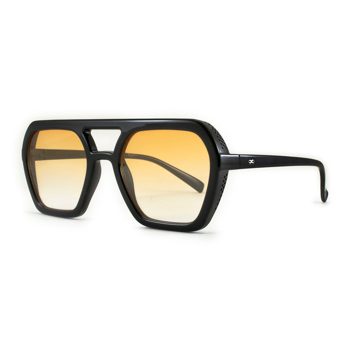 Lyon - Black Shiny - Orange Gradient Lens