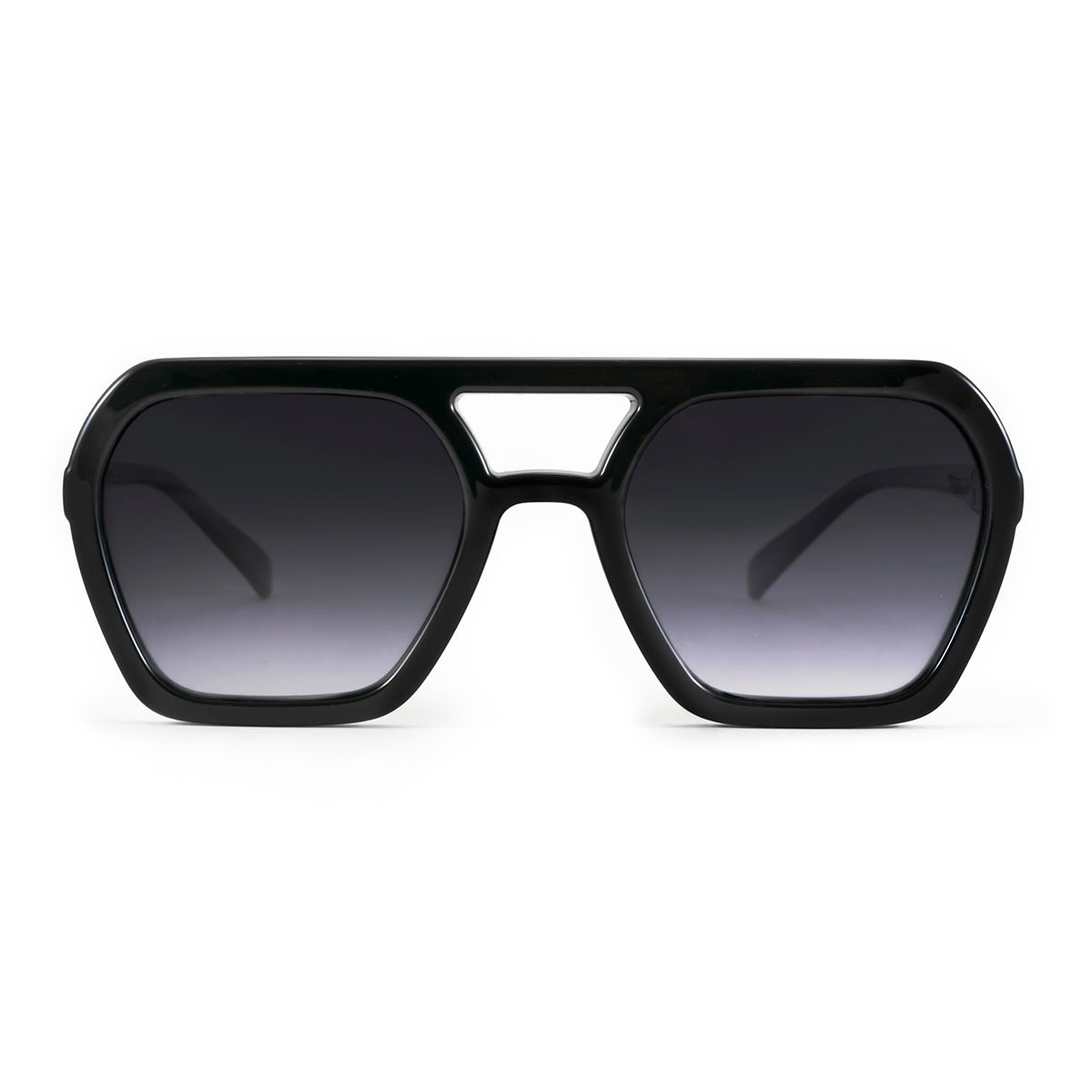 Lyon Sunglasses Black Shiny Grey Gradient Lens Infinit