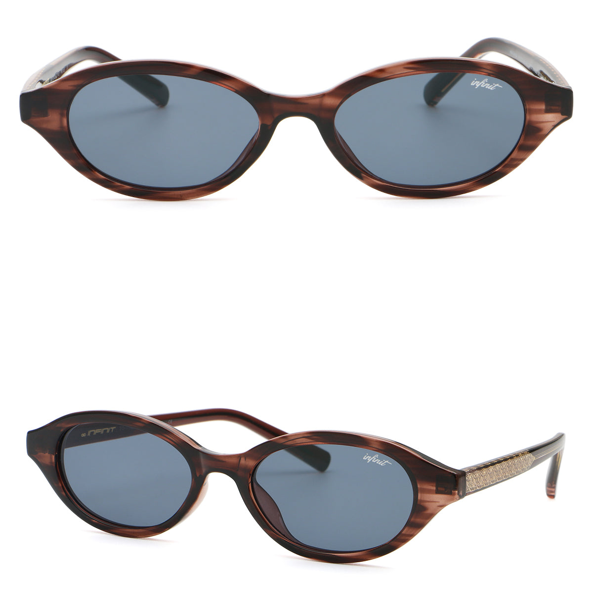 Brigitte - Havana Wood - Blue Lens