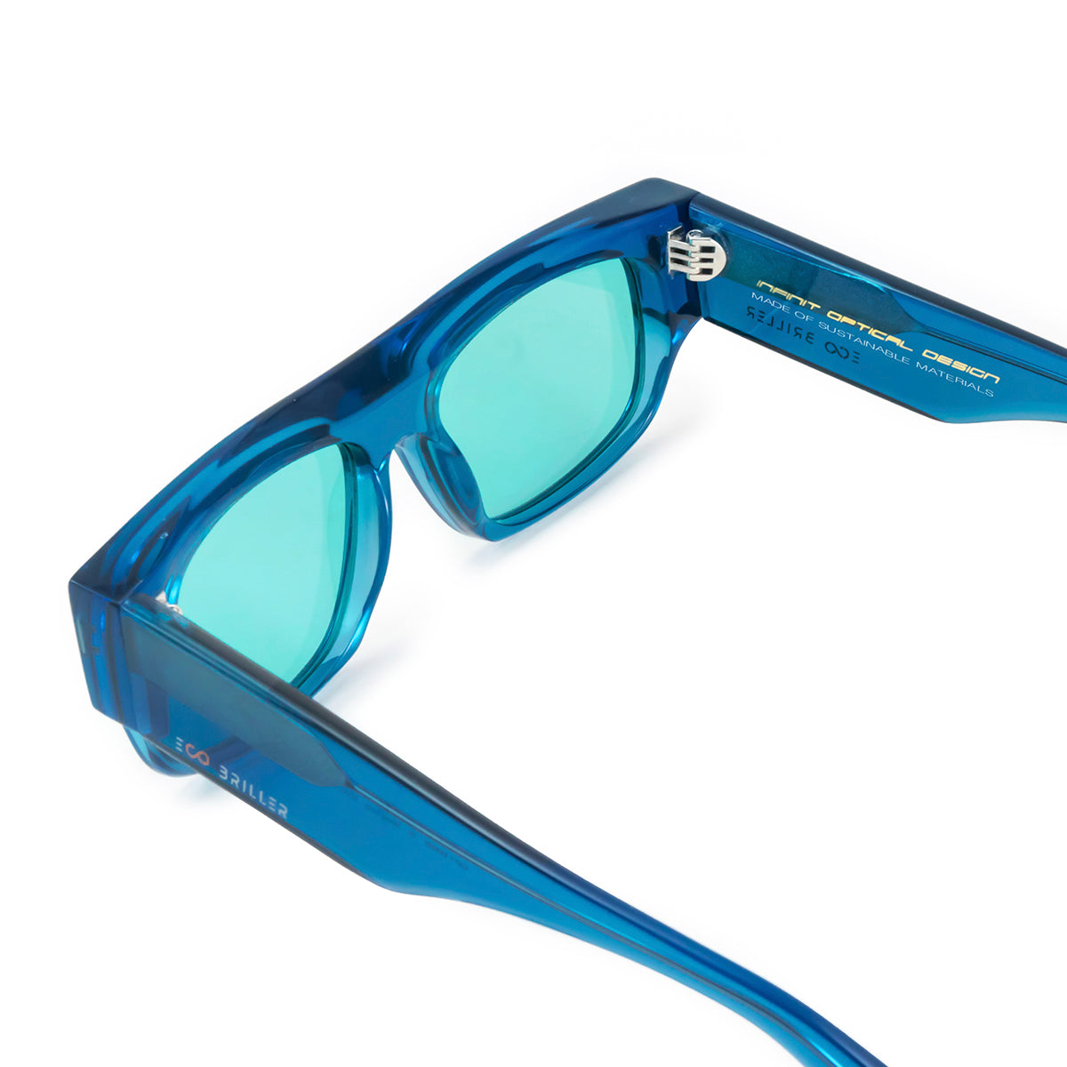 Glasgow Eco Briller - Translucent Blue - Turquoise Lens