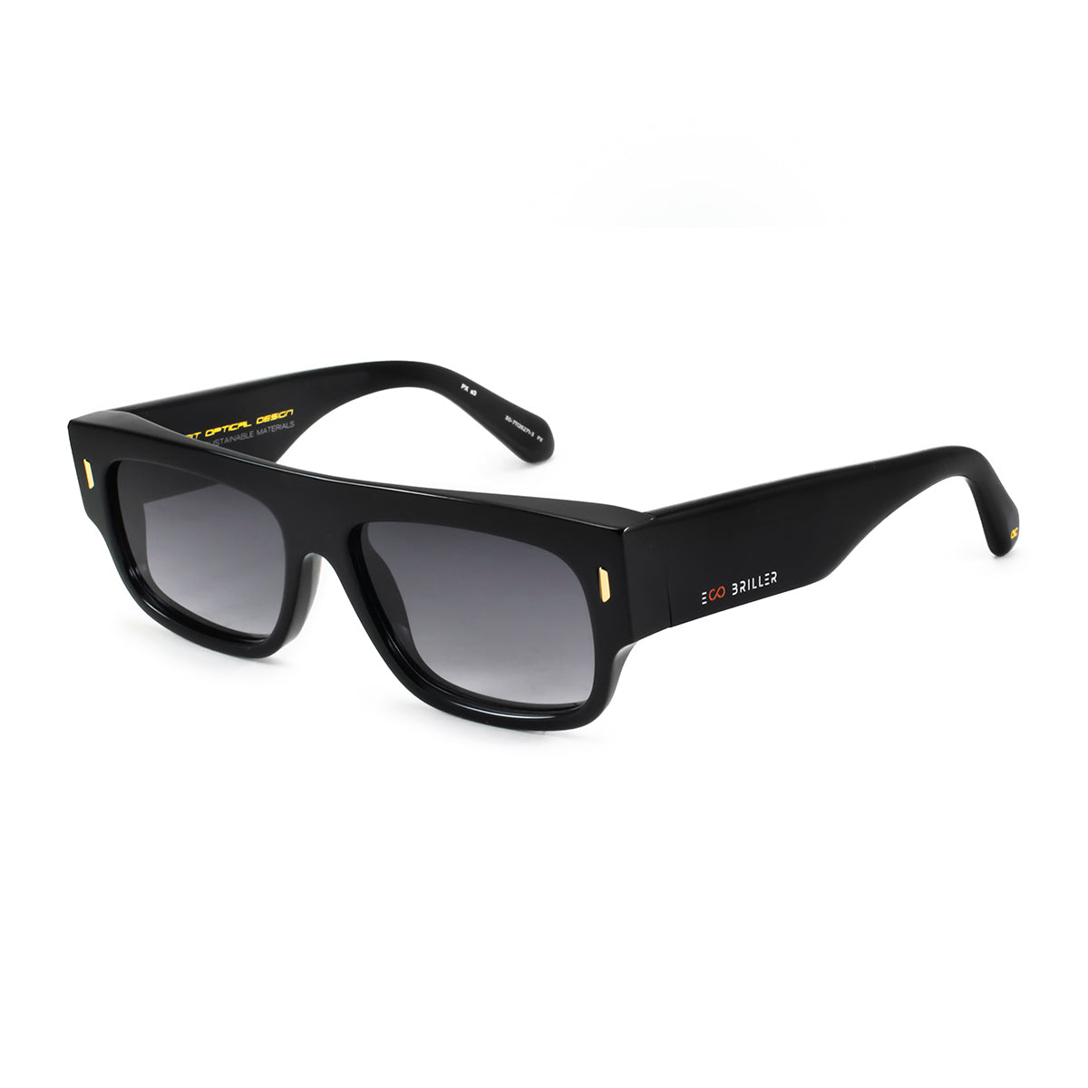 Glasgow Eco Briller - Black Shiny - Smoke Gradient Lens