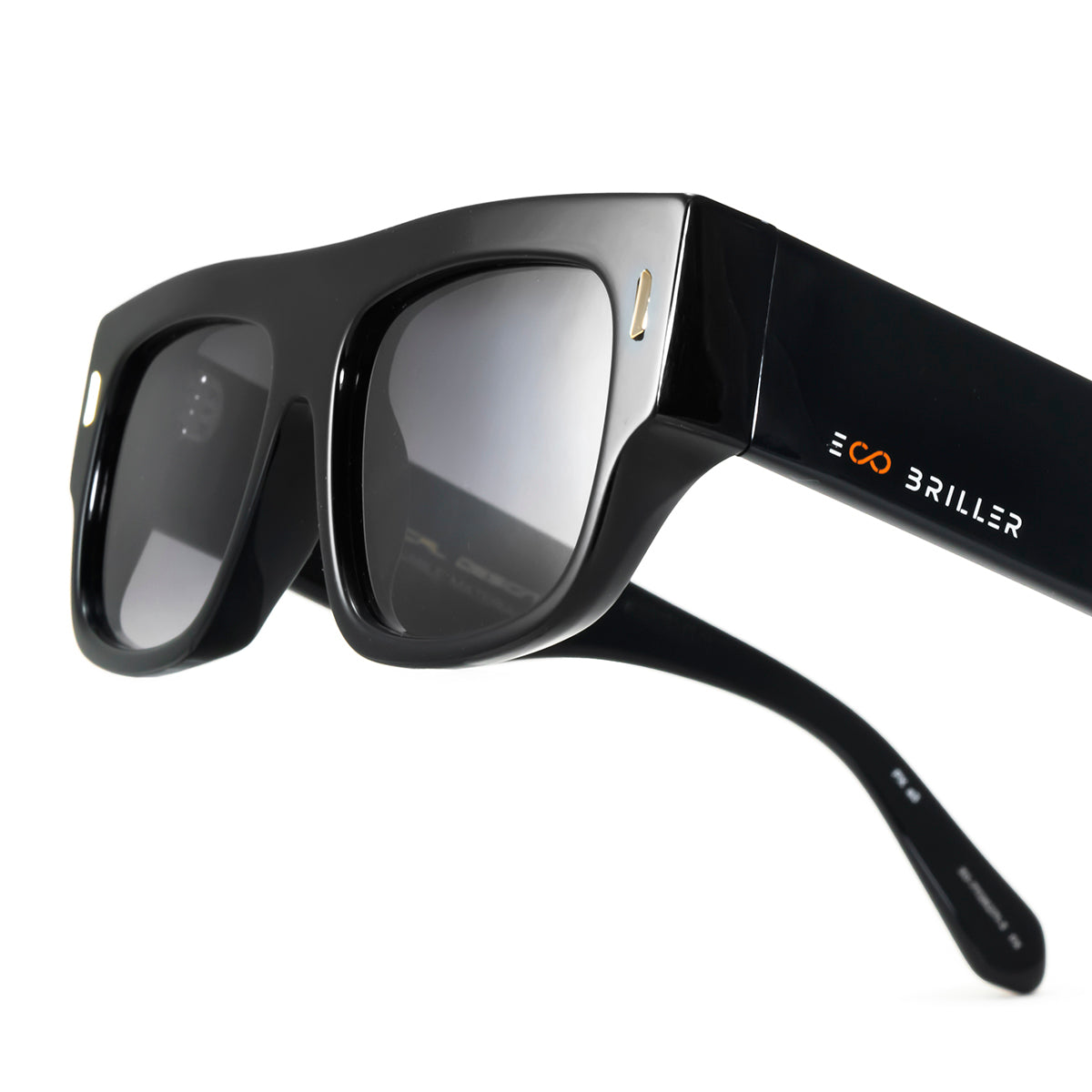 Glasgow Eco Briller Sunglasses Black Shiny Smoke Gradient Lens
