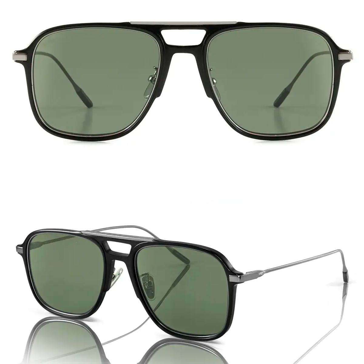 Miami Black Shiny - Green Lens