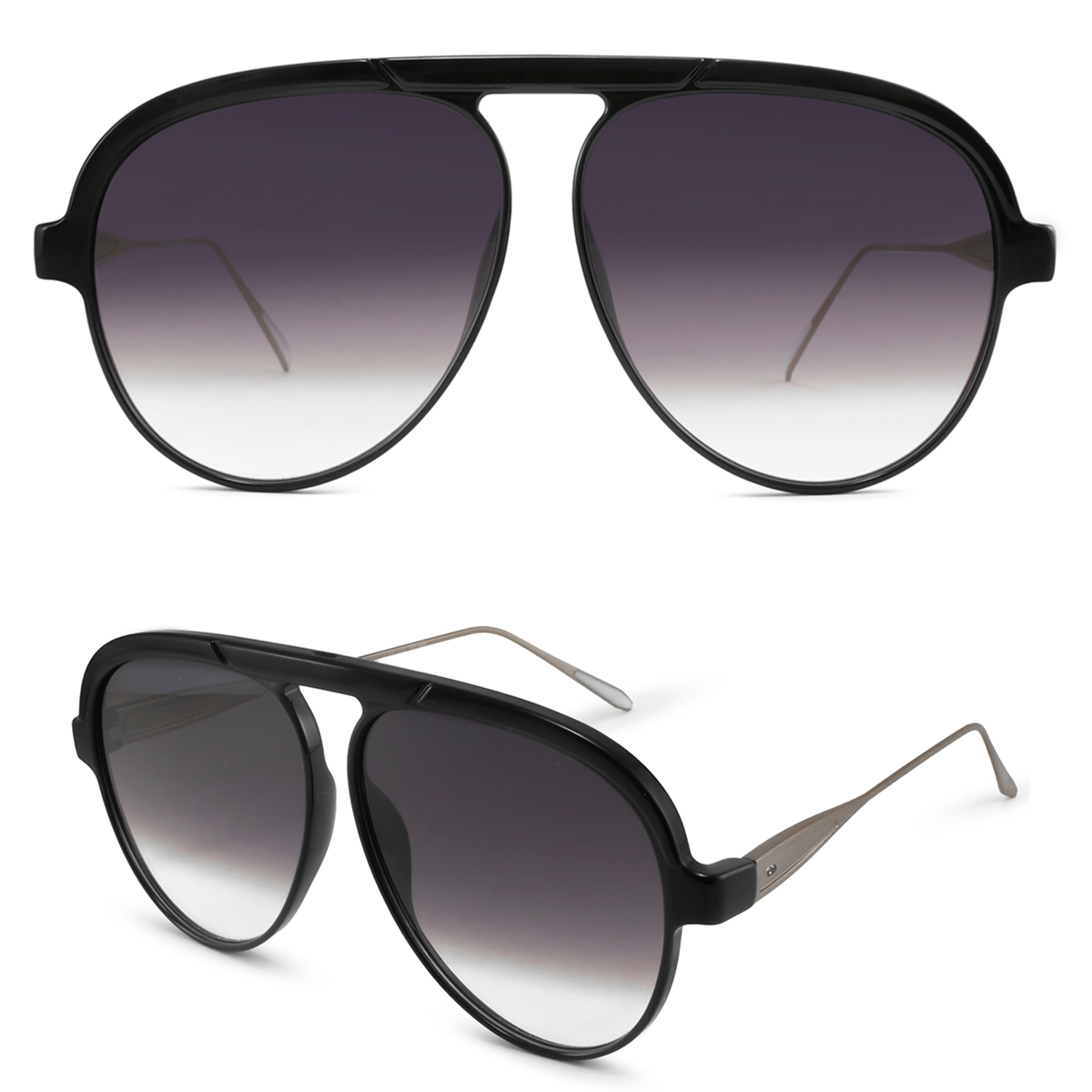 Sunglasses Paris Black Shiny Metal - Grey Horizon Lens