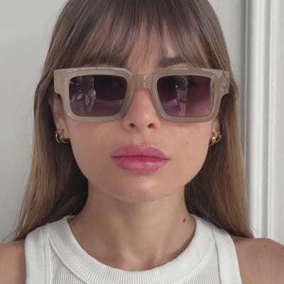 Sunglasses Exclamation Milky Brown - Grey Degrade Lens